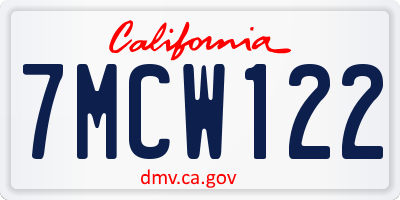 CA license plate 7MCW122