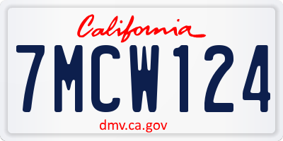 CA license plate 7MCW124