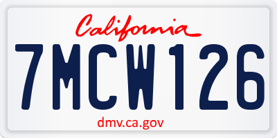 CA license plate 7MCW126