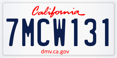 CA license plate 7MCW131