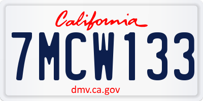 CA license plate 7MCW133