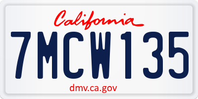 CA license plate 7MCW135
