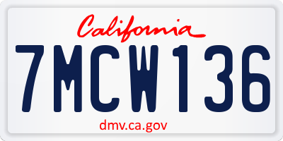 CA license plate 7MCW136
