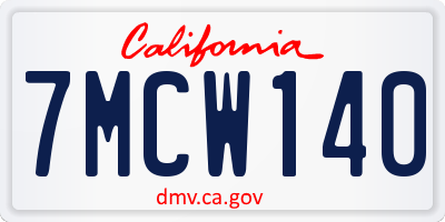 CA license plate 7MCW140