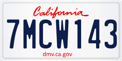 CA license plate 7MCW143