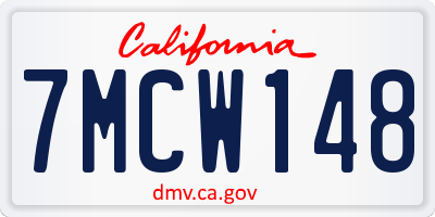 CA license plate 7MCW148