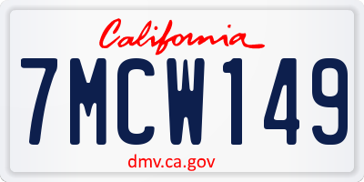 CA license plate 7MCW149