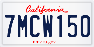 CA license plate 7MCW150