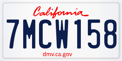 CA license plate 7MCW158