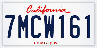 CA license plate 7MCW161