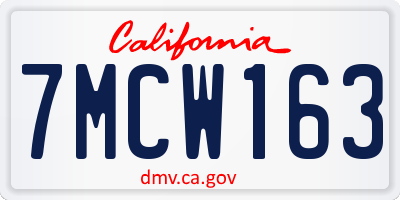 CA license plate 7MCW163