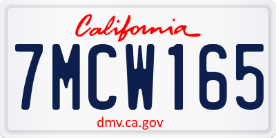 CA license plate 7MCW165