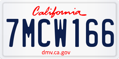 CA license plate 7MCW166