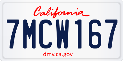 CA license plate 7MCW167
