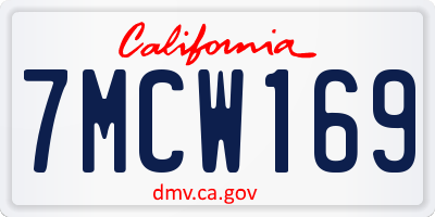 CA license plate 7MCW169