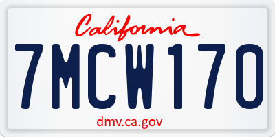 CA license plate 7MCW170