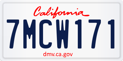 CA license plate 7MCW171