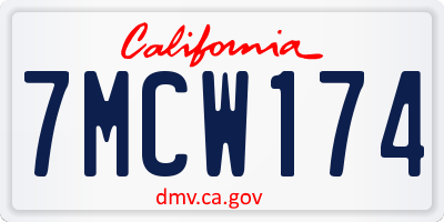 CA license plate 7MCW174