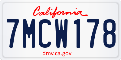 CA license plate 7MCW178