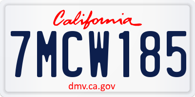 CA license plate 7MCW185