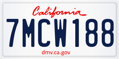 CA license plate 7MCW188