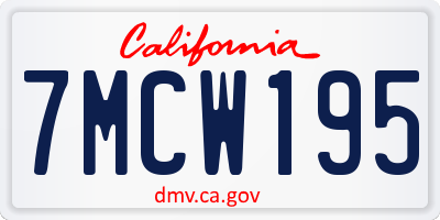 CA license plate 7MCW195