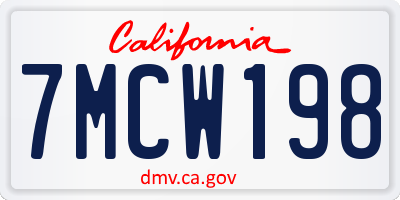 CA license plate 7MCW198