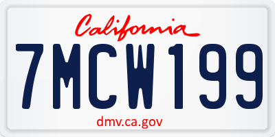 CA license plate 7MCW199