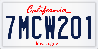 CA license plate 7MCW201