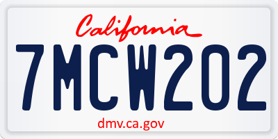 CA license plate 7MCW202