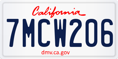 CA license plate 7MCW206