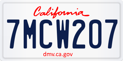 CA license plate 7MCW207