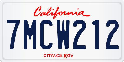 CA license plate 7MCW212