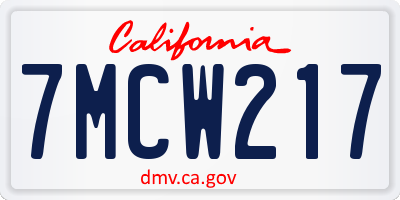 CA license plate 7MCW217