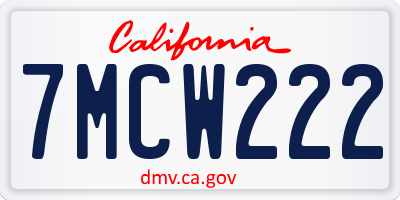 CA license plate 7MCW222