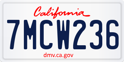 CA license plate 7MCW236