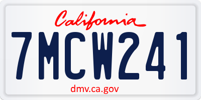 CA license plate 7MCW241