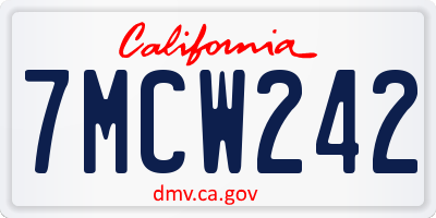 CA license plate 7MCW242