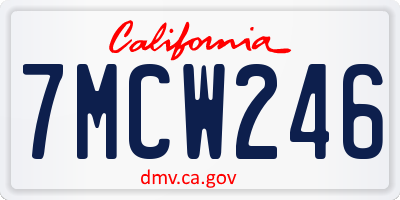 CA license plate 7MCW246