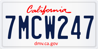 CA license plate 7MCW247