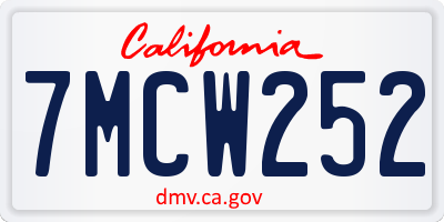 CA license plate 7MCW252