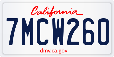 CA license plate 7MCW260