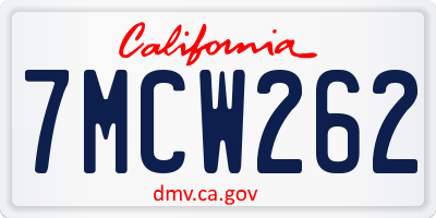 CA license plate 7MCW262