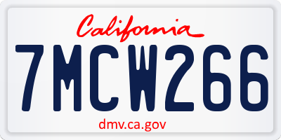CA license plate 7MCW266