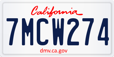 CA license plate 7MCW274