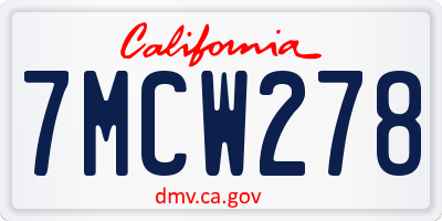 CA license plate 7MCW278