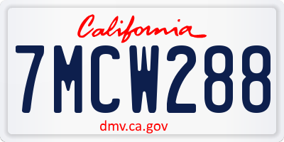 CA license plate 7MCW288