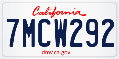 CA license plate 7MCW292