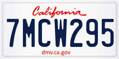CA license plate 7MCW295
