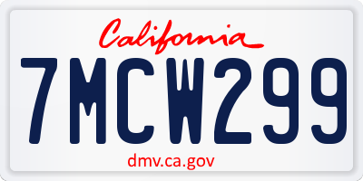 CA license plate 7MCW299